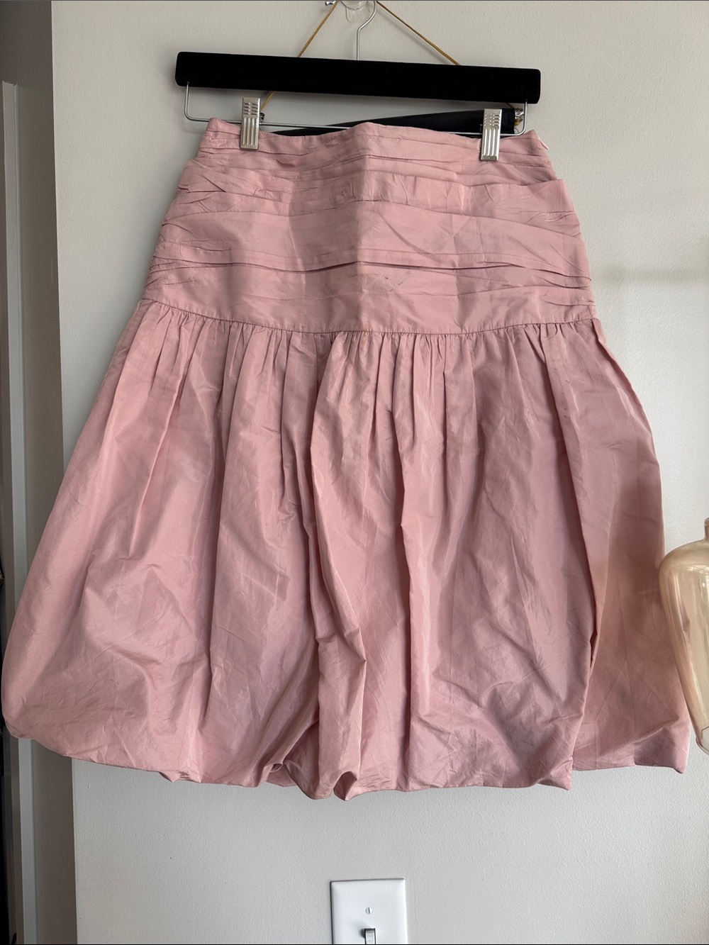 Pink Gathered A-Line Skirt